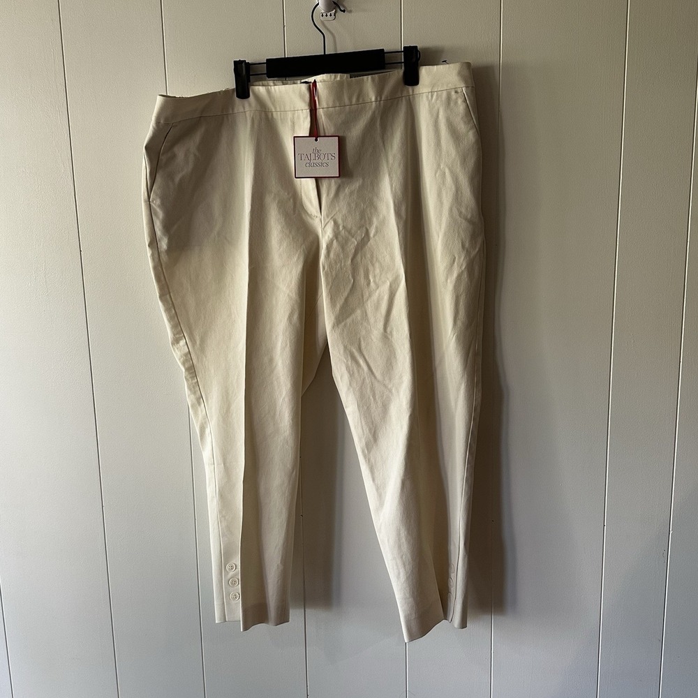 Talbots Straight Leg Dress Pants Hampshire Ankle 22 Petite NWT $99 - Pale Yellow
